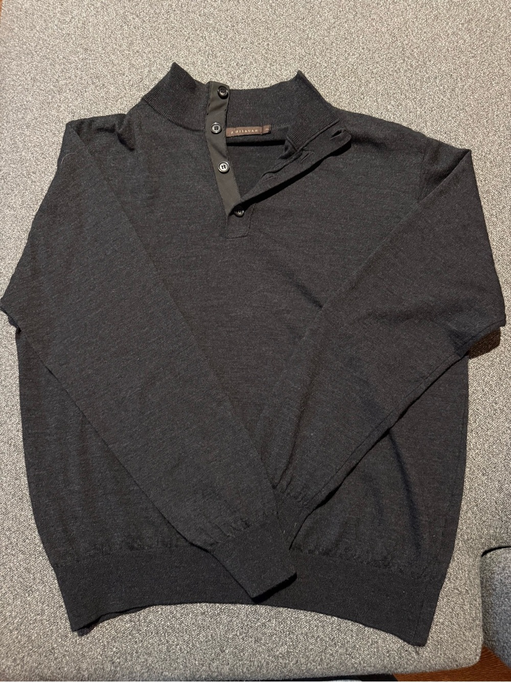 Men's Black Zip-Button Mock Neck Sweater